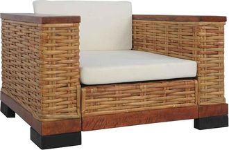 vidaXL Vidaxl - Sill&oacute;n Con Cojines Rat&aacute;n Natural Marr&oacute;n