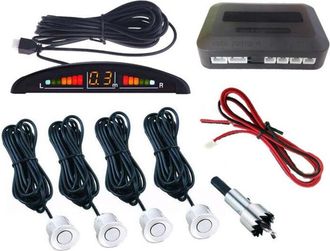 Trade Shop Trade Shop - Kit 4 Sensor&iacute;as De Parra Con Display Led+ Suono Grigio Con Cica Acusica