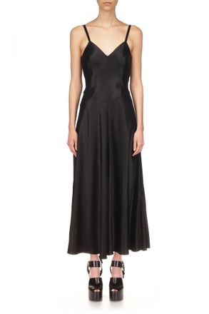 Marina Moscone Satin Swing Dress In Black