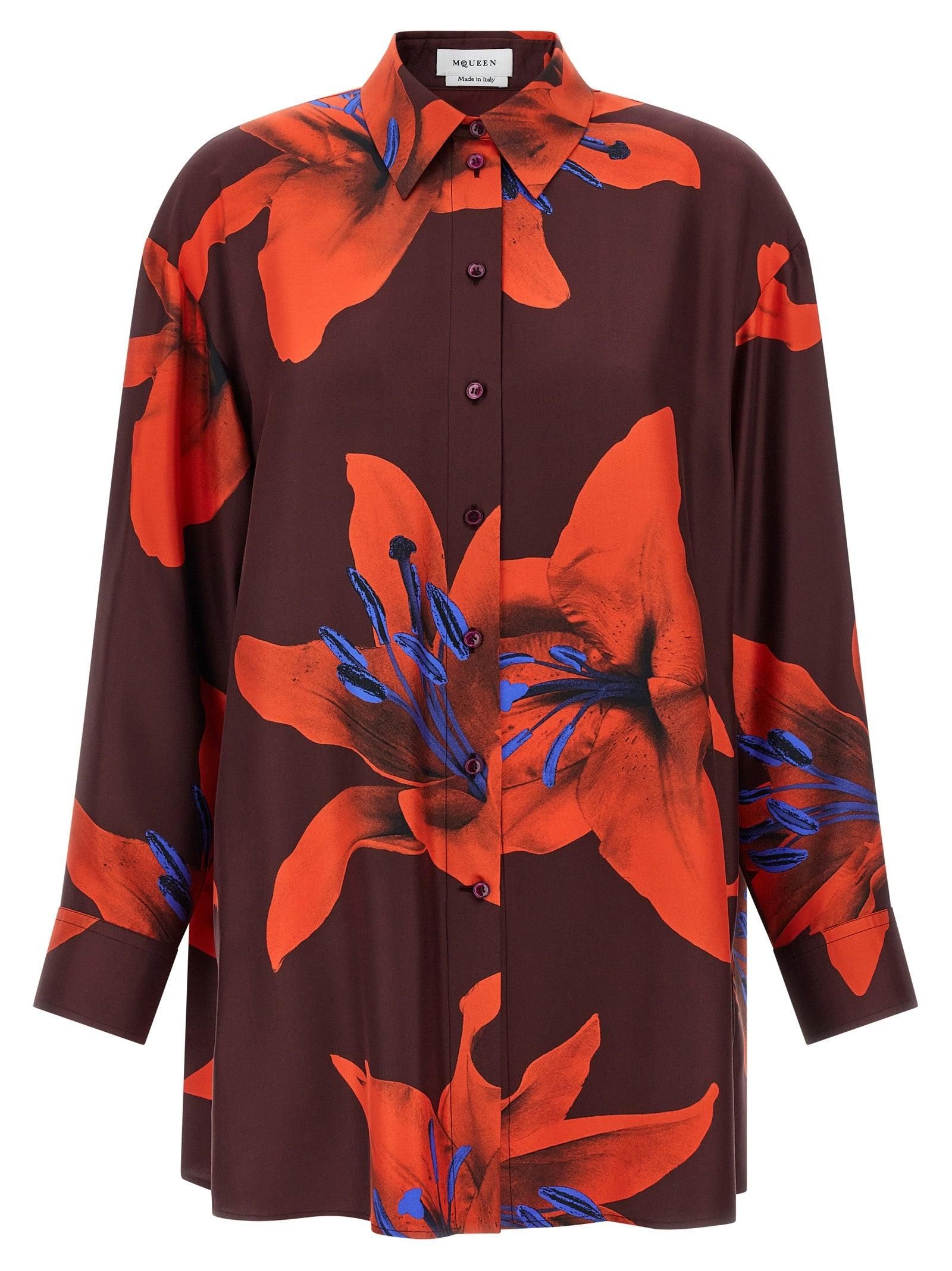 Tシャツ・カットソー R13 Floral ruffle shirt (R13WR478R586B TURQUOISEFLORAL) R13 floral-print silk ruffle front shirt women - Glamood Outlet