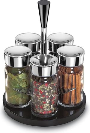 Giannini Glossy Set 5 Barattoli Portaspezie Base Nera