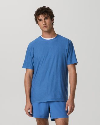 Vuori Clothing Strato Tech T-Shirt | Court Blue Heather | XS, Size Extra Small