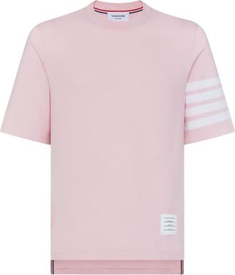 Thom Browne three-stripe T-shirt - men - Cotton - 2 - Pink