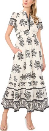 CeCe by Cynthia Steffe Print Tiered Maxi Dress in New Ivory at Nordstrom, Size Xx-Small
