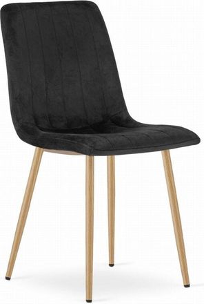 OEM Silla Lava - Terciopelo Negro / Patas Color Madera X 1