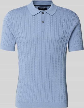 Christian Berg Slim Fit Poloshirt in Strick-Optik in Eisblau, Gr&ouml;&szlig;e 3XL