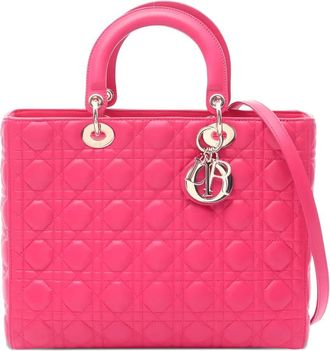 Dior 2010s large Lady Dior two-way handbag - women - Leather - One Size - Pink