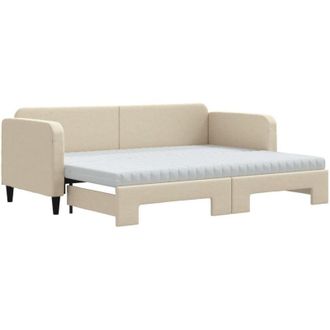 vidaXL Vidaxl - Divano Letto Estraibile con Materassi Crema 80x200 cm Tessuto