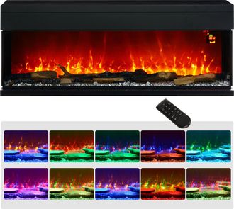 HOMCOM 152.4cm Electric Fireplace Recessed - Insert - Wall Mount - Freestanding | TJ Hughes Black