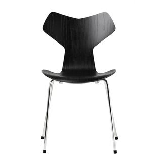 Fritz Hansen Grand Prix Stuhl, Chrom / Esche schwarz gef&auml;rbt