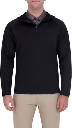 Ben Sherman Scuba Knit Quarter Zip Hoodie in Black at Nordstrom Rack, Size Medium
