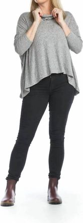 Papillon Soft Heathered Oversized Cowl Neck Sweater In Heather Grey