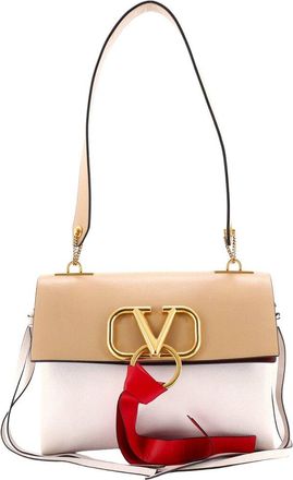 Valentino White Leather Vring Shoulder Bag Small (Authentic Pre-Loved)