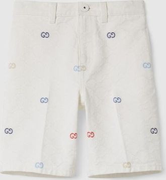 Gucci Kids - GG Cotton Shorts, Size 10 years, White, Ready-to-wear