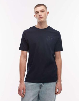 Tommy Hilfiger T-shirt blu navy con logo interlock