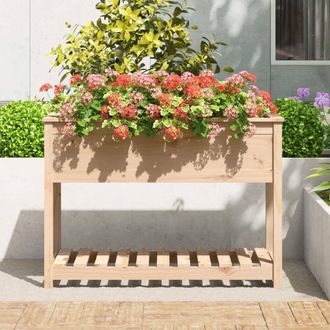 Berkfield Home Planter with Shelf 111.5x54x81 cm Solid Wood Pine in Natural