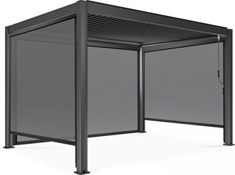 Oviala Pérgola bioclimática autoportante de 3 x 4 m con 3 toldos grises