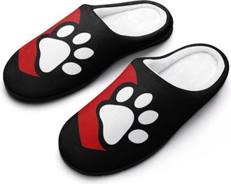 Generic Heart Paw Love Animal Mens Slippers House Slipper Anti-skid Sole Indoor Shoes Outdoor Comfort Cotton