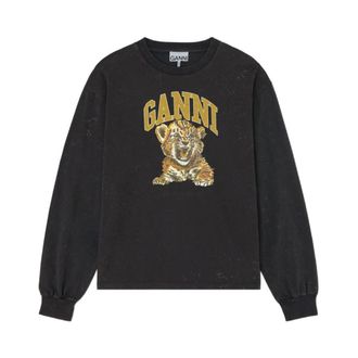 Ganni Graphic Tiger Jumper - female - Ganni - Sweatshirts - Black - XS - Sweatshirts & Hoodies