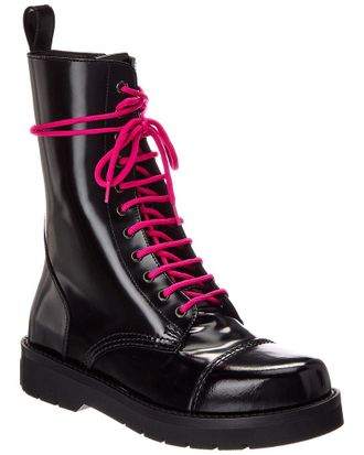 Valentino Leather Combat Boot