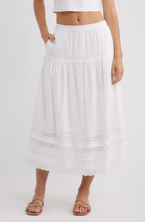 Madewell Pintucked Midi Skirt in White at Nordstrom, Size Xx-Large