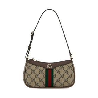 Gucci Ophidia Mini Schoudertas - Dames - Tassen - Beige - Maat: ONE Size Katoen