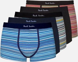 Paul Smith Mens Paul Smith 5-Pack Multi-Stripe & Solid Boxer Trunks, Multi - Blue - Size: 32/33/32