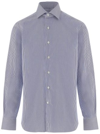 Alessandro Gherardi Blue Striped Cotton Shirt