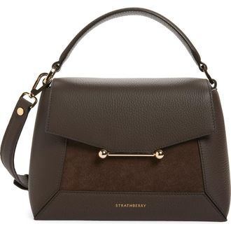 Strathberry Mosaic Leather Top Handle Bag in Dark Chocolate at Nordstrom