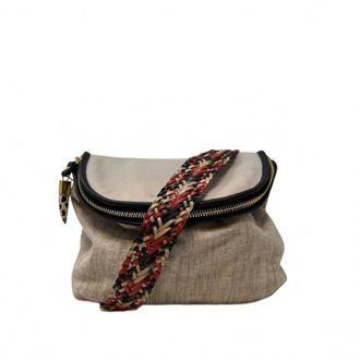 Kempton & Co. Mini Windbourne Metallic Linen Crossbody Bag In Natural