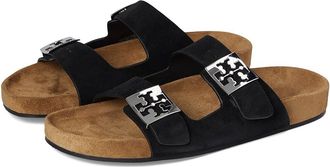 Tory Burch Mellow Slides Womens Sandals Perfect Black/Light Teak : 10.5 M, Suede