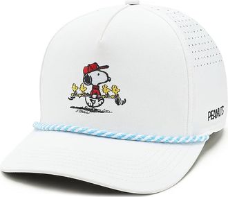 Black Clover Snoopy Crew 5 Panel Mid Rope Adjustable Hat Baseball Caps White, Polyester/Spandex