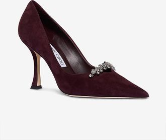 Jimmy Choo London Spitze Wildlederpumps mit Kristallen Belinda 90