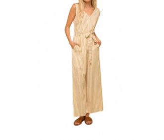 Hem & Thread Jacey Stripe Jumpsuit In Mustard