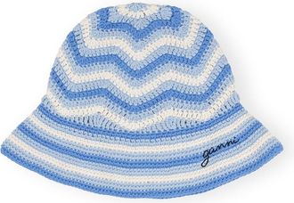 Ganni Cotton Crochet Bucket Hat in Heather Size XS/Small Womens