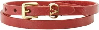 Valentino Garavani VLogo Signature Leather Bracelet - female - Valentino Garavani - Bracelets - Red - ONE SIZE - Accessories
