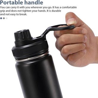 OEM Botella De Agua De 946 Ml (32 Oz), Botella De Agua Aislada De Acero Inoxidable Con Asa, Botellas De Agua Para Deportes Al Aire Libre (negra)
