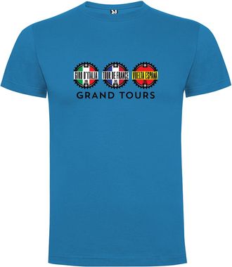 Generic Grand Tours Cycling T-Shirt, Blue Cotton, Giro dItalia Tour de France Vuelta Espa&ntilde;a Design, Sports Casual Wear (UK, Alpha, L, Regular, Regular, Blue)