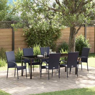 vidaXL Conjunto De Comedor De Jard&iacute;n 7 Pcs Negro Vidaxl