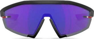 Prada Black Impavid Wraparound-Frame Sunglasses - Mens - Acetate