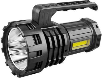 No Brand Linterna Led Port&aacute;til Blanca De Largo Alcance, Potente Linterna Led Para Exteriores, Foco Recargable Con Bater&iacute;a De Larga Duraci&oacute;n - Negro