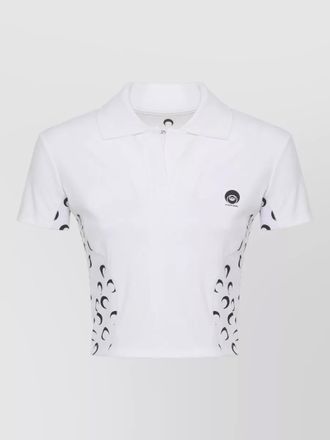 Marine Serre cropped polo top moon print collar