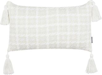 Beliani Beliani - Coj&iacute;n Decorativo Con Funda De Algod&oacute;n A Cuadros Beige 30 X 60 Cm Douris