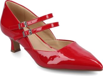 Journee Collection Womens Carnation Wide-Width Kitten Heel Mary Jane Pumps