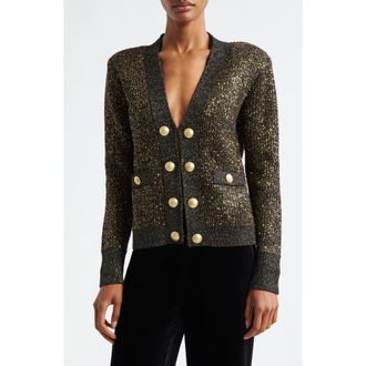 L'agence Jinny Sequin Cardigan in Black/Gold Sequin at Nordstrom Rack, Size Medium
