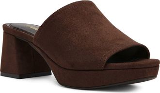 Anne Klein Primo Platform Slide Sandal in Chocolate Brown Micro at Nordstrom, Size 7.5