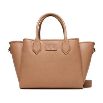 Emporio Armani Shopping Bags, female, Brown, ONE SIZE, Stylish Logo Print Handbag with Removable Strap