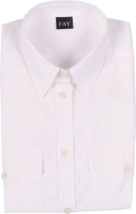 Fay White Button Up Pointed Shirt
