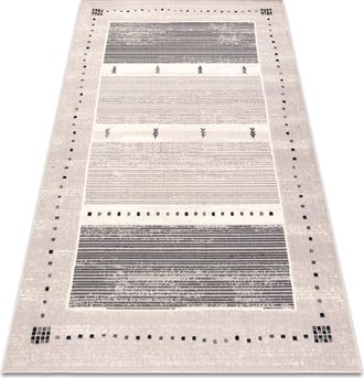RugsX Rugsx - Alfombra Wool Angel 6553 / 52022 Rayas, Marco Beige / Gris Beige 80x150 Cm