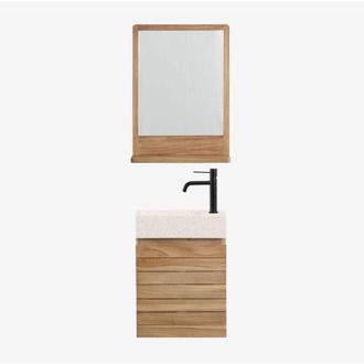 Sklum Conjunto De Mueble De Ba&ntilde;o En Madera De Teca Con Lavabo Integrado En Cemento Napier Sklum